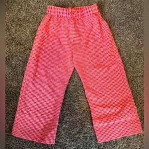 Zara Kids pink/red gingham wideleg pants